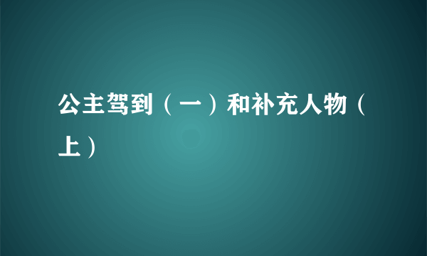 公主驾到（一）和补充人物（上）