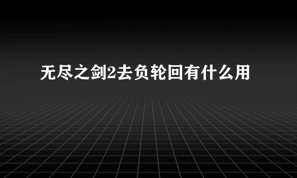 无尽之剑2去负轮回有什么用