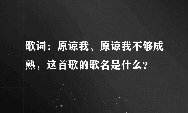 歌词：原谅我、原谅我不够成熟，这首歌的歌名是什么？