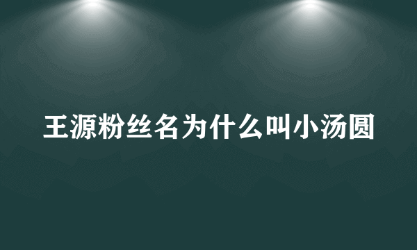 王源粉丝名为什么叫小汤圆