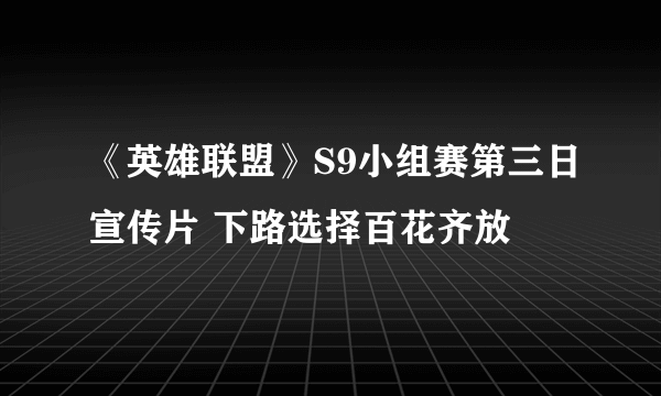 《英雄联盟》S9小组赛第三日宣传片 下路选择百花齐放