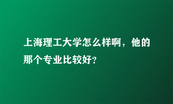 上海理工大学怎么样啊，他的那个专业比较好？