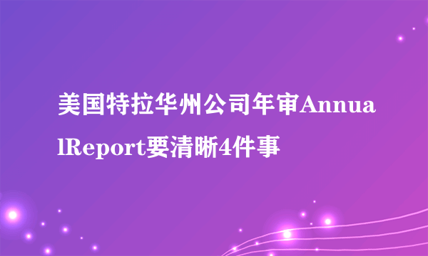 美国特拉华州公司年审AnnualReport要清晰4件事