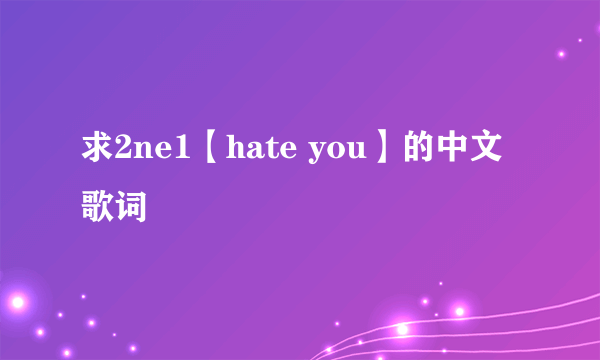 求2ne1【hate you】的中文歌词