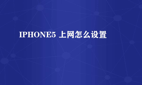 IPHONE5 上网怎么设置