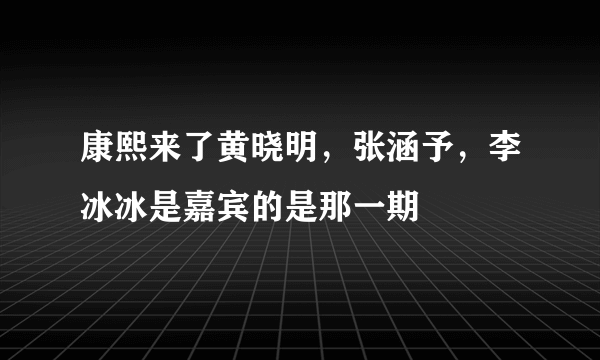 康熙来了黄晓明，张涵予，李冰冰是嘉宾的是那一期