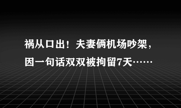 祸从口出！夫妻俩机场吵架，因一句话双双被拘留7天……