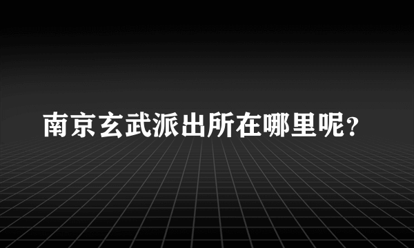 南京玄武派出所在哪里呢？