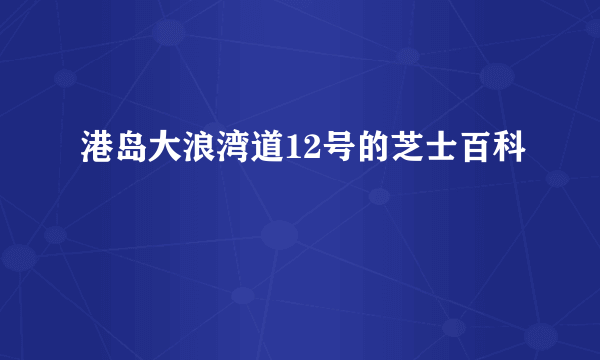 港岛大浪湾道12号的芝士百科