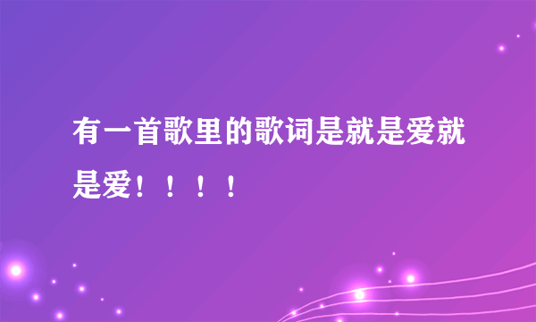 有一首歌里的歌词是就是爱就是爱！！！！