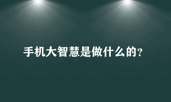 手机大智慧是做什么的？