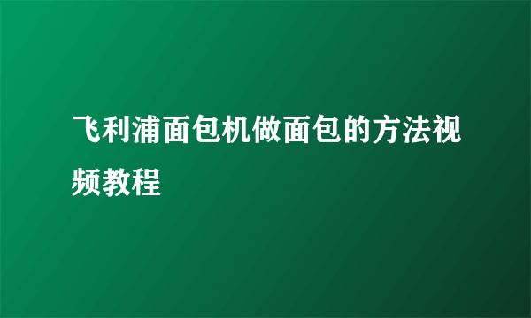 飞利浦面包机做面包的方法视频教程