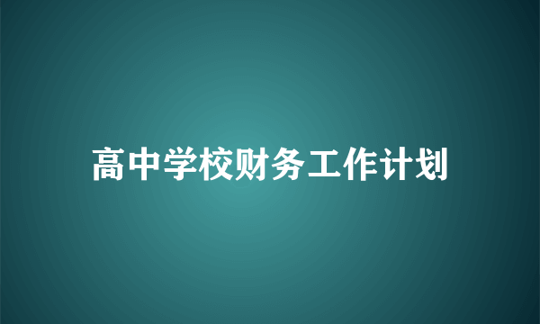 高中学校财务工作计划