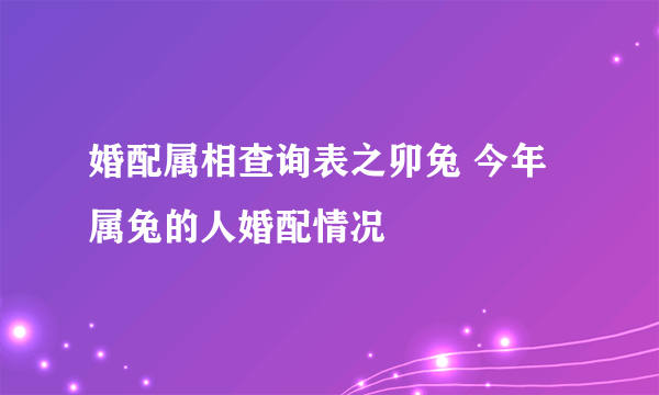 婚配属相查询表之卯兔 今年属兔的人婚配情况