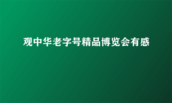 观中华老字号精品博览会有感