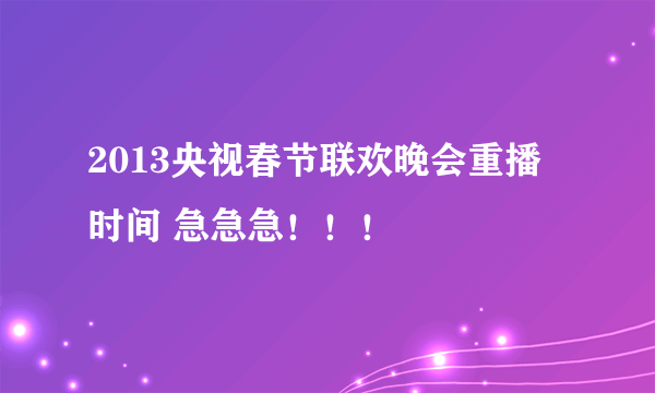 2013央视春节联欢晚会重播时间 急急急！！！