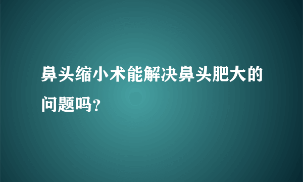 鼻头缩小术能解决鼻头肥大的问题吗？