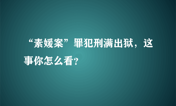 “素媛案”罪犯刑满出狱，这事你怎么看？