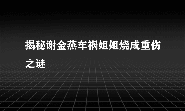 揭秘谢金燕车祸姐姐烧成重伤之谜