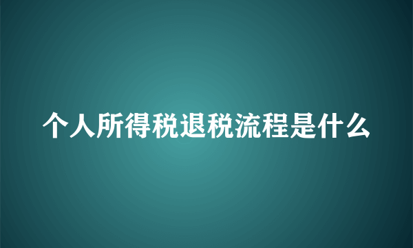 个人所得税退税流程是什么