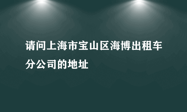 请问上海市宝山区海博出租车分公司的地址