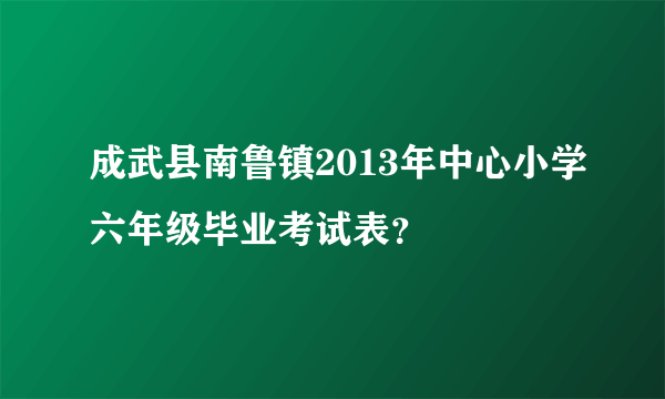 成武县南鲁镇2013年中心小学六年级毕业考试表？