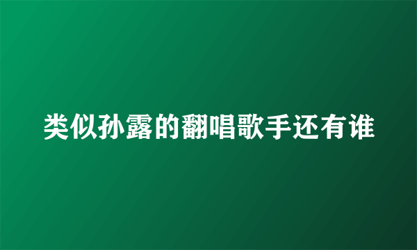 类似孙露的翻唱歌手还有谁