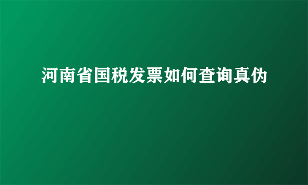 河南省国税发票如何查询真伪