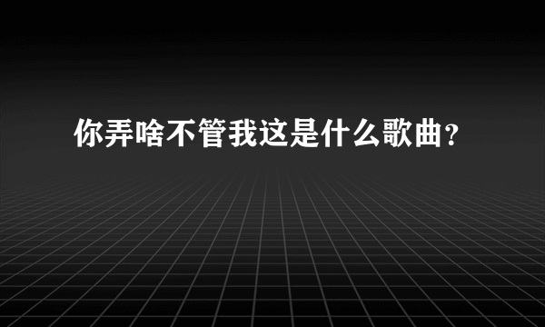 你弄啥不管我这是什么歌曲？