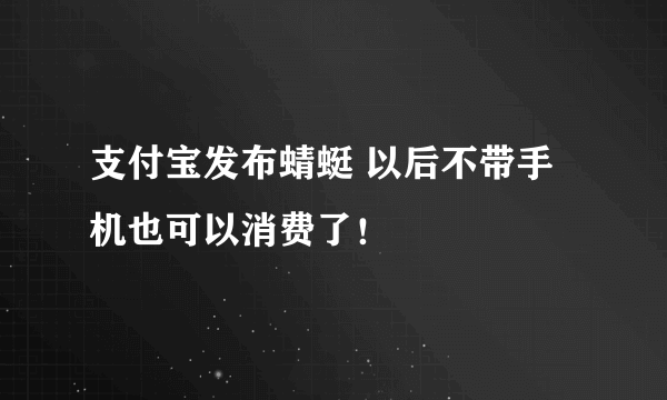 支付宝发布蜻蜓 以后不带手机也可以消费了！