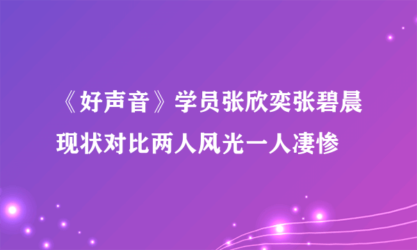 《好声音》学员张欣奕张碧晨现状对比两人风光一人凄惨