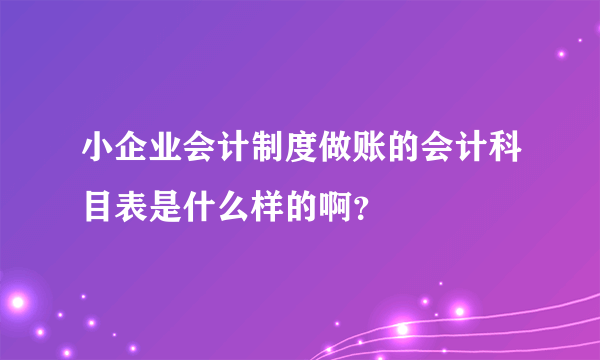 小企业会计制度做账的会计科目表是什么样的啊？