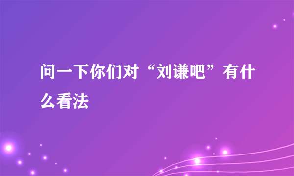 问一下你们对“刘谦吧”有什么看法