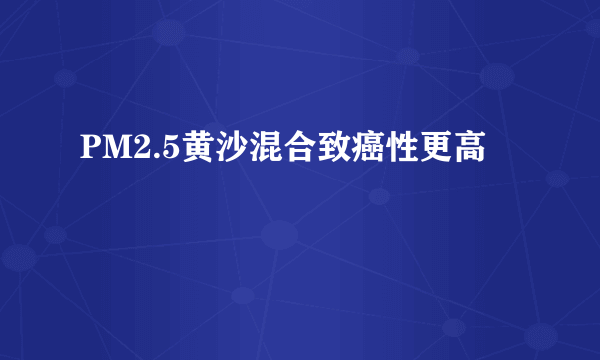 PM2.5黄沙混合致癌性更高