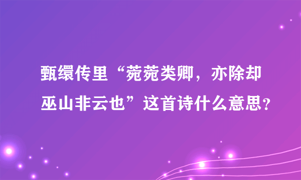 甄缳传里“菀菀类卿，亦除却巫山非云也”这首诗什么意思？