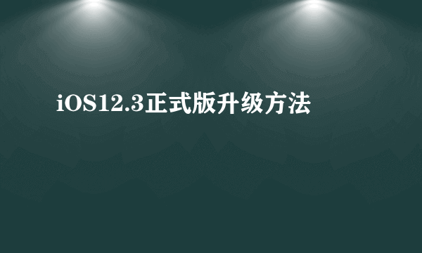 iOS12.3正式版升级方法