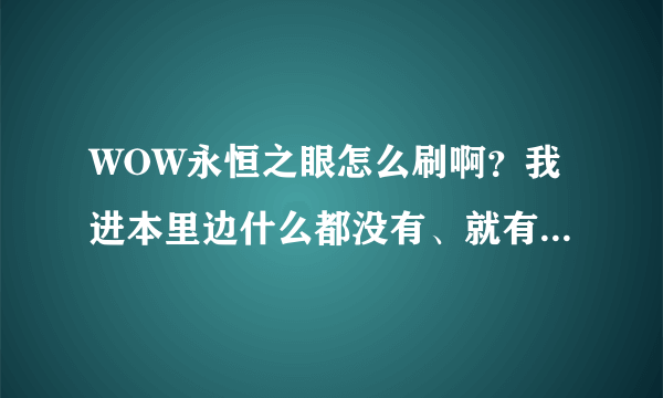 WOW永恒之眼怎么刷啊？我进本里边什么都没有、就有一个传送门、这个是不是还要提前需要什么东西？