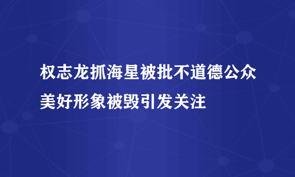 权志龙抓海星被批不道德公众美好形象被毁引发关注