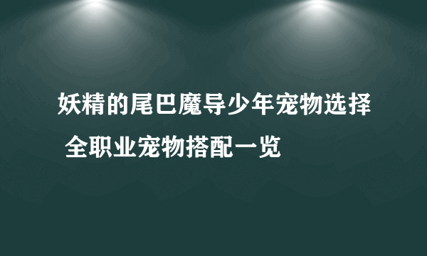 妖精的尾巴魔导少年宠物选择 全职业宠物搭配一览