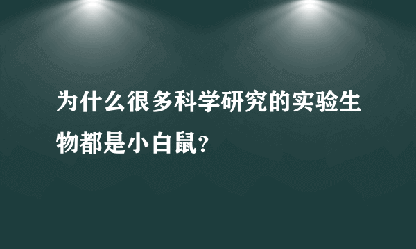 为什么很多科学研究的实验生物都是小白鼠？