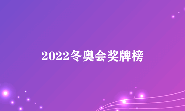 2022冬奥会奖牌榜