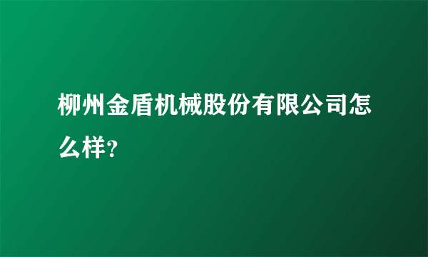 柳州金盾机械股份有限公司怎么样？