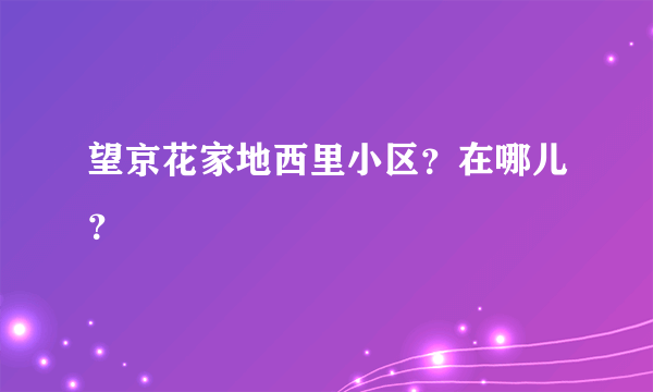 望京花家地西里小区？在哪儿？