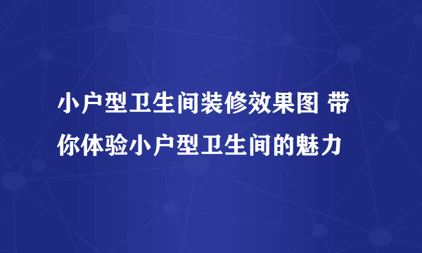 小户型卫生间装修效果图 带你体验小户型卫生间的魅力