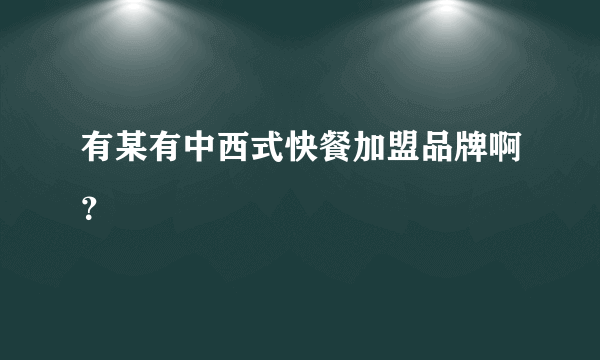 有某有中西式快餐加盟品牌啊？