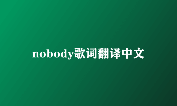 nobody歌词翻译中文