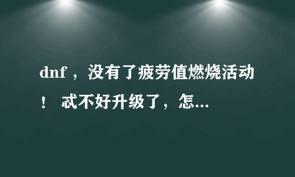 dnf ，没有了疲劳值燃烧活动！ 忒不好升级了，怎么才能 快速的升级！求大神解答！ 40以后