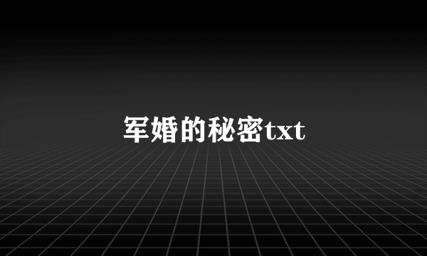 军婚的秘密txt