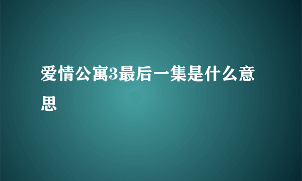 爱情公寓3最后一集是什么意思