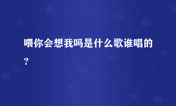 喂你会想我吗是什么歌谁唱的？